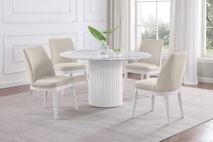 Acadia Dining Room Collection. Available in two chair colors, Beige and light grey. - Image 2