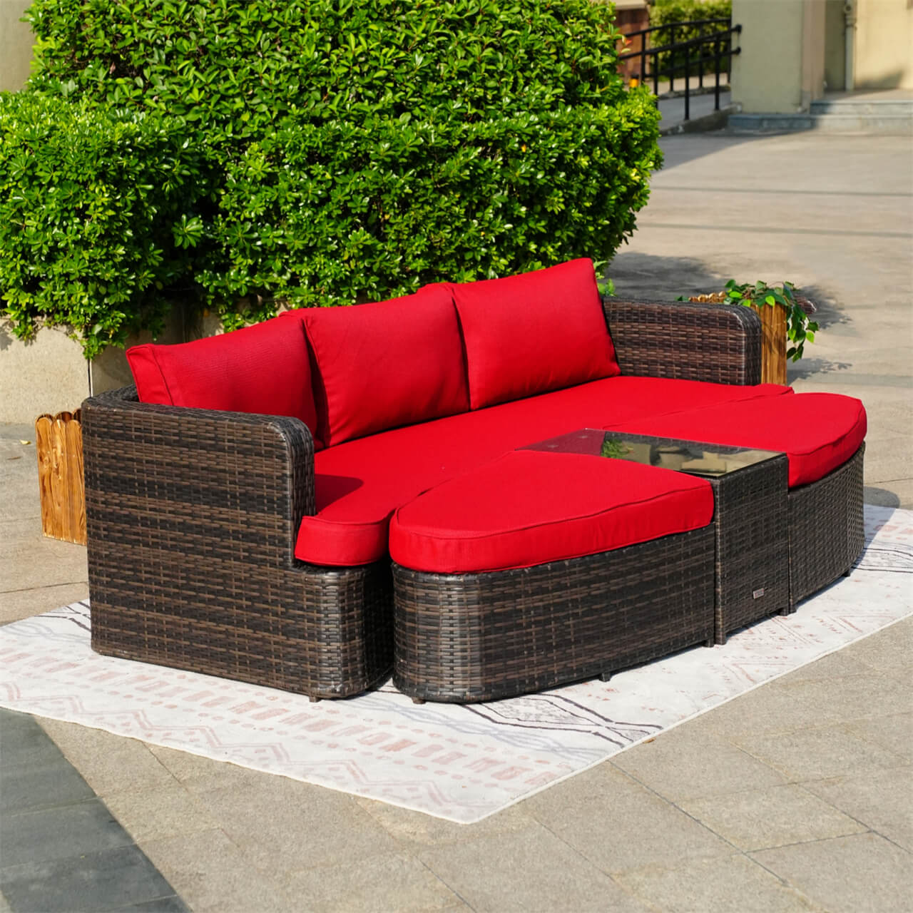 Wicker Outdoor Daybed. Available in Brown or Grey Wicker. Available With Additional Cushion Cover Options. - Image 4
