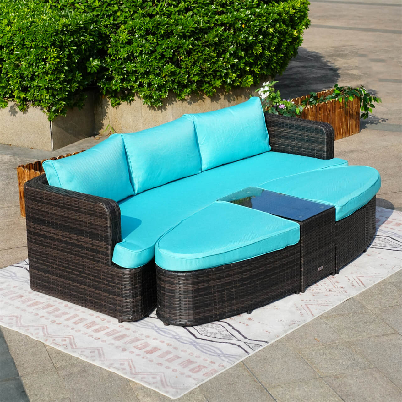 Wicker Outdoor Daybed. Available in Brown or Grey Wicker. Available With Additional Cushion Cover Options. - Image 5
