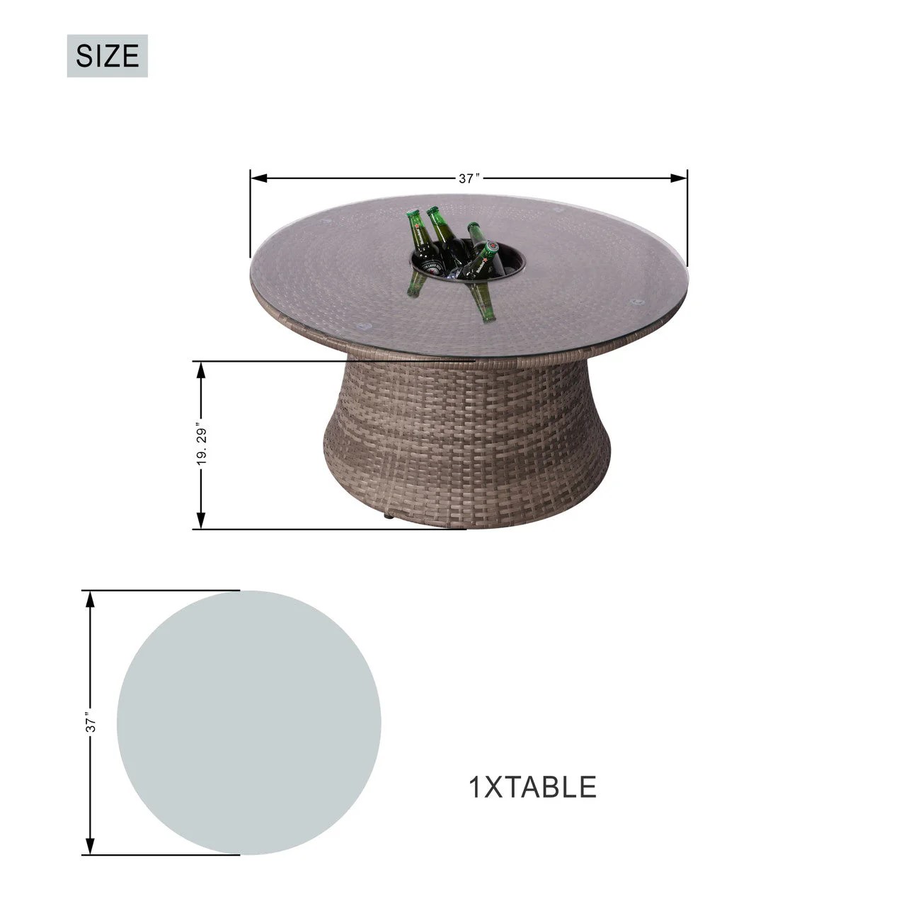 6-Seat Outdoor Conversation Set with Ice Bucket Coffee Table - Image 2
