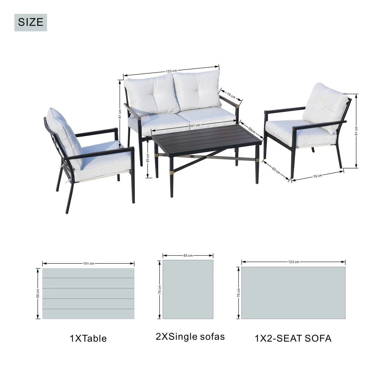 4 Piece Iron Patio Set - Image 2