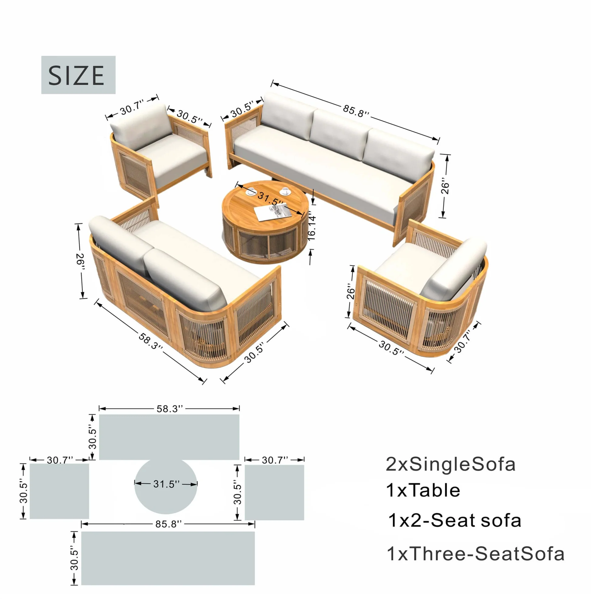 Solid Wood Conversation Sets. Can be Pieced Together. - Image 2
